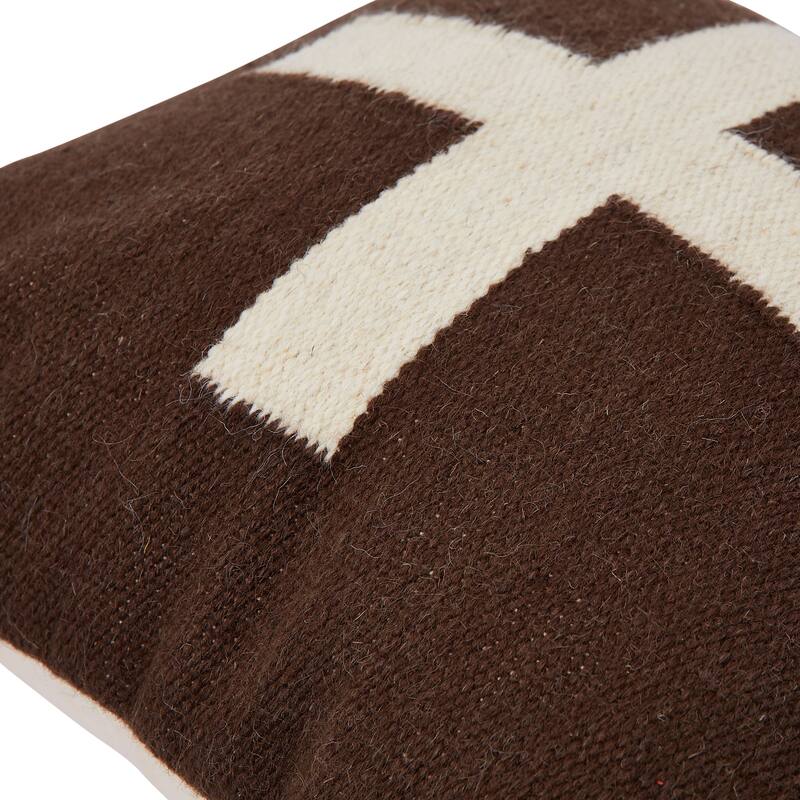 Wool Blend Pillow with Swiss Cross