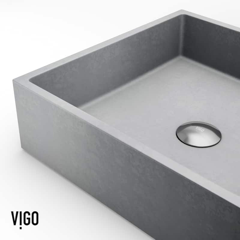 VIGO Coca 19"L x 15"W Concrete Vessel Sink and Cass 12"H Faucet Set