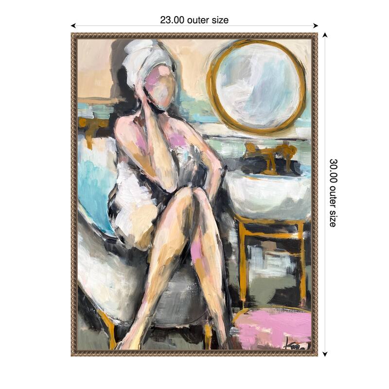 Bathroom Conversation by Magdalena Krzak (23 x 30 in.), Framed Canvas Wall Art Print