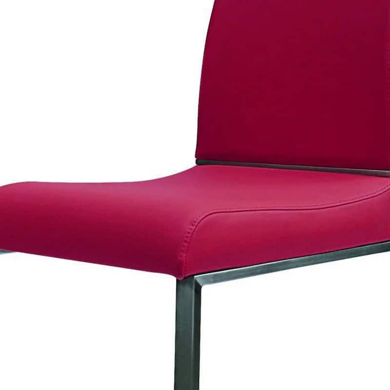 Chrome/Red Faux Leather Upholstered Metal Frame Dining Chair, Set of 2, Sturdy Dining Chair for Dining Rooms - 19