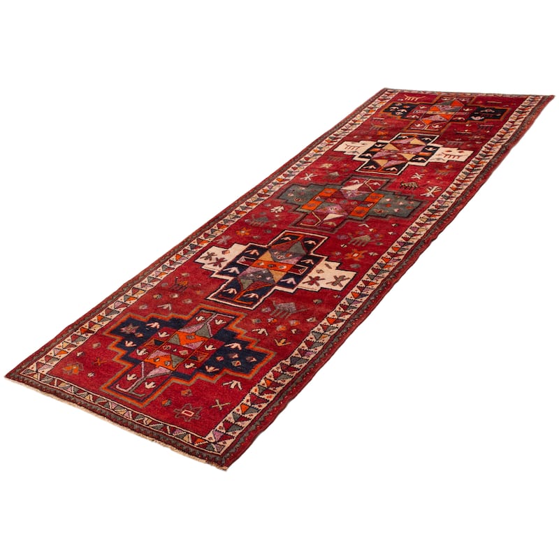 ECARPETGALLERY Hand-knotted Melis Vintage Red Wool Rug - 4'10 x 14'1