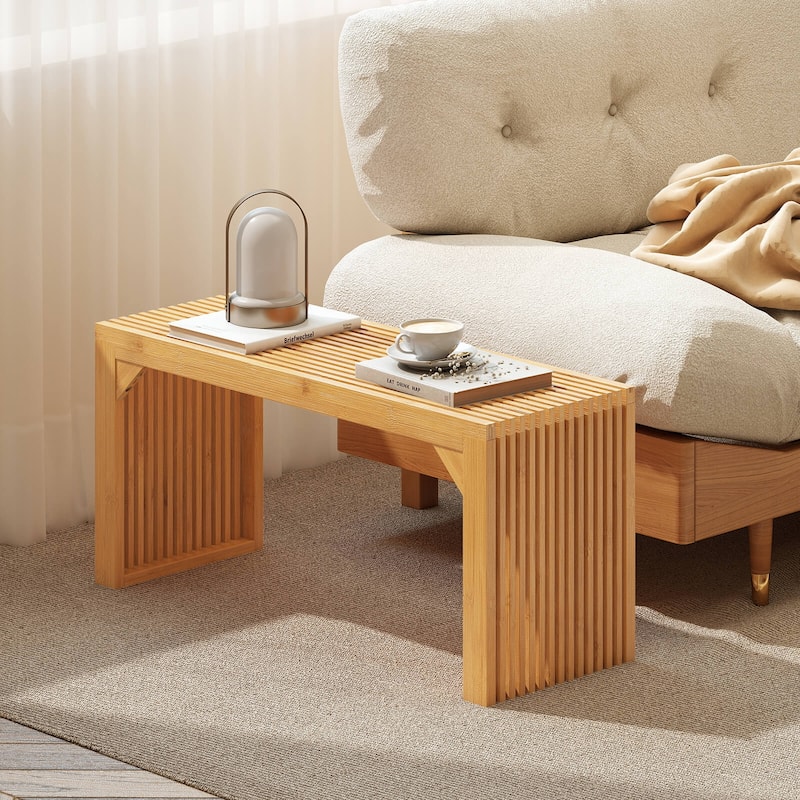 Costway 1/2 PCS Bamboo Dining Bench 36” Long Entryway Bench Indoor