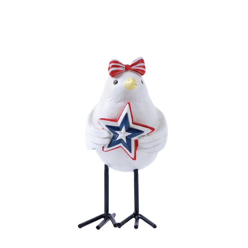 HomeRoots Set of Three Red White And Blue Polyresin Americana Bird Figurines - 5.00 in. x 5.75 in. x 3.00 in.
