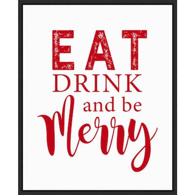 Eat Drink and Be Merry Red by Amanti Art Portfolio Framed Canvas Wall Art