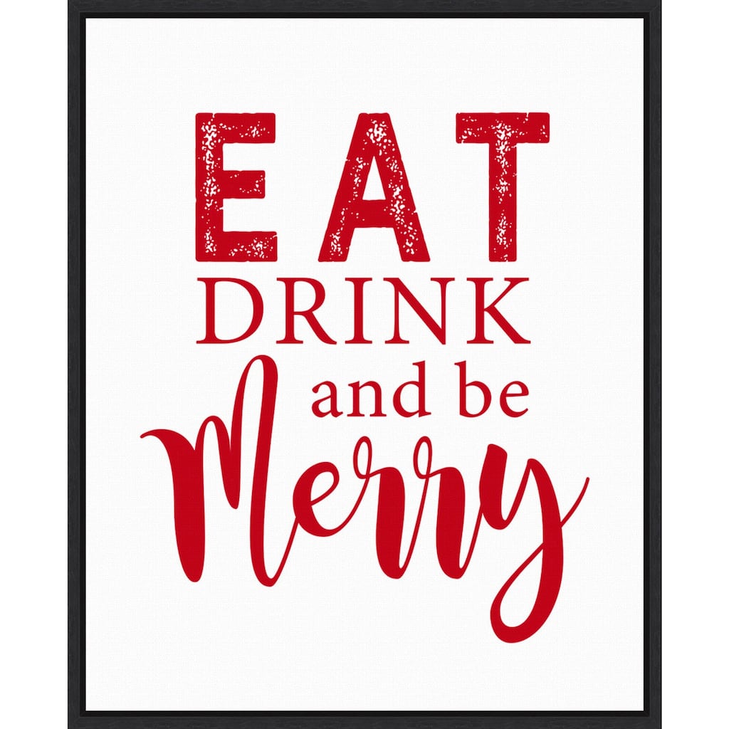 Eat Drink and Be Merry Red by Amanti Art Portfolio Framed Canvas Wall Art