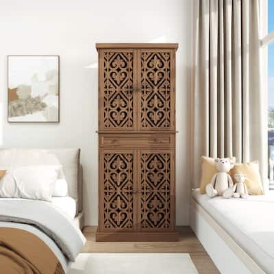 Traditional Storage Cabinet with 1 Drawer and 4 Adjustable Inner Shelves for Bedroom