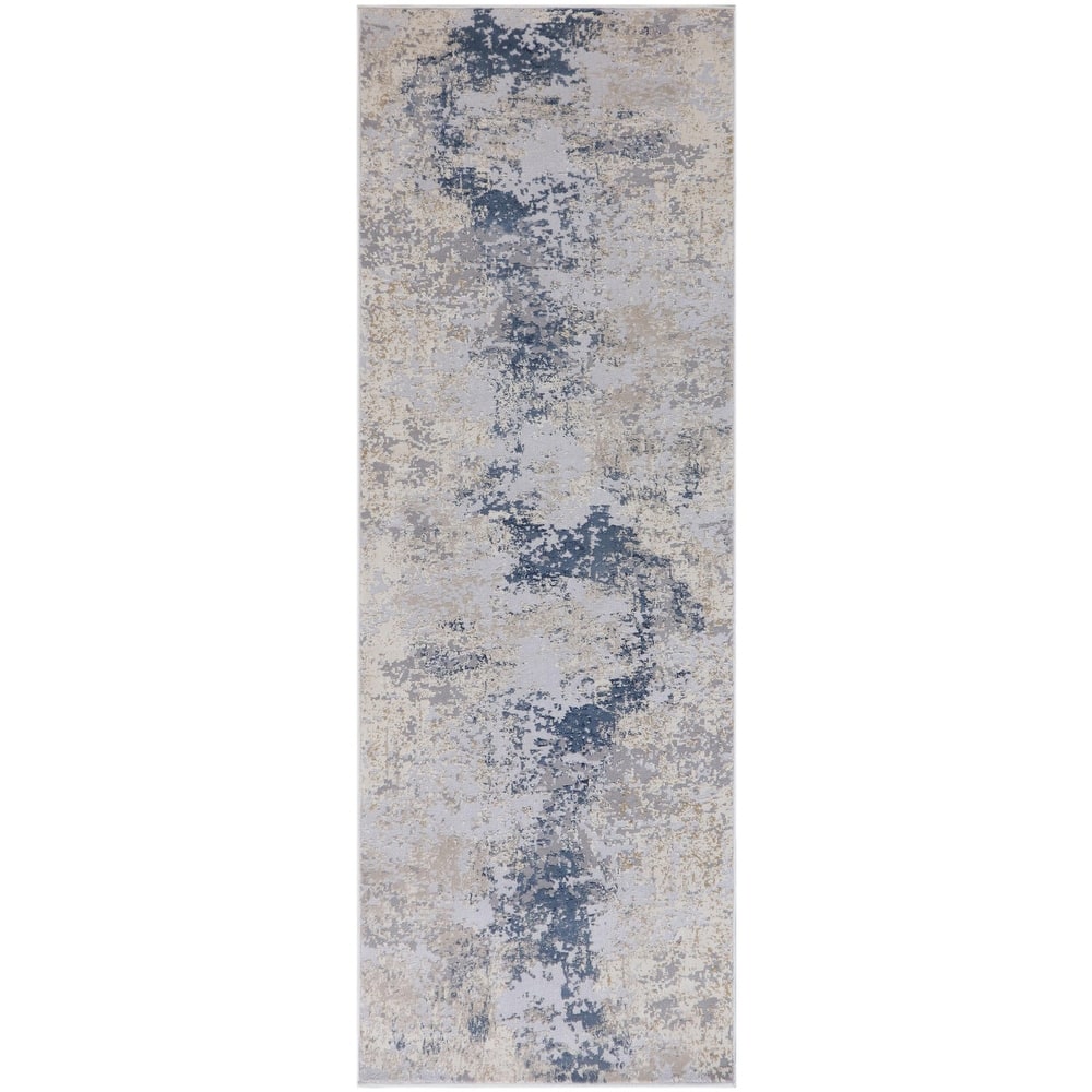Modern Abstract Dakota Light Gray Blue Rug