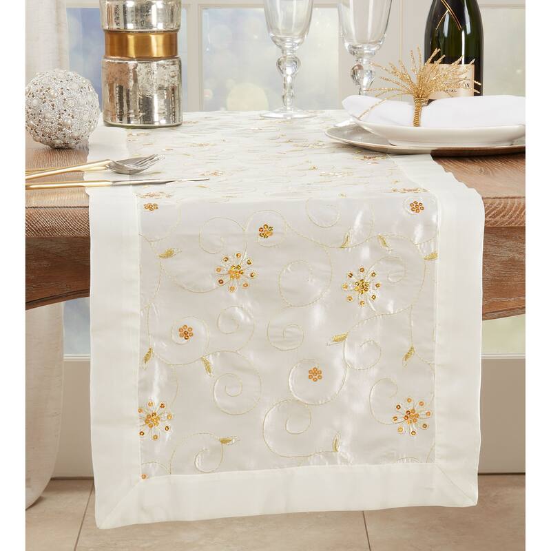 Embroidered Table Runner With Sequined Design