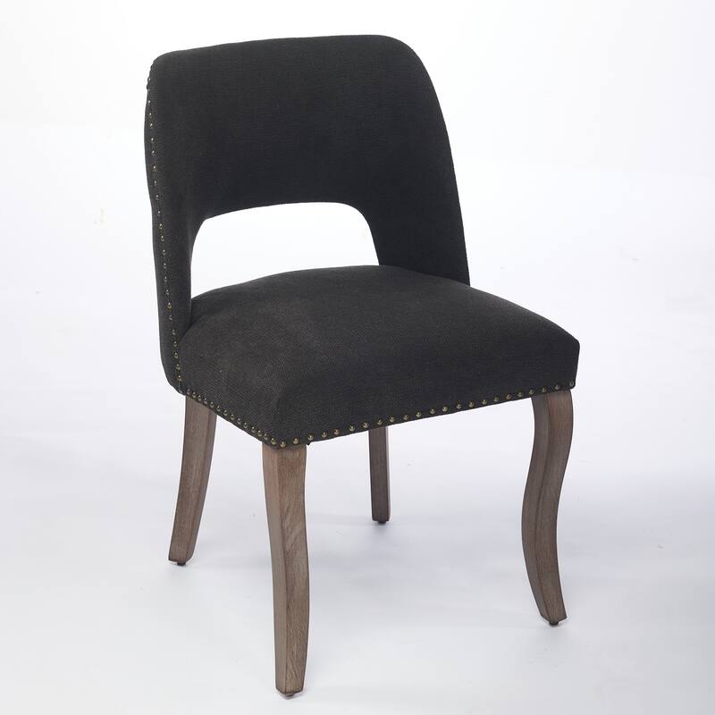 Roomfitters Upholstered Dining Chairs Set of 2, Fabric Kitchen Chairs with Curved Wood Legs