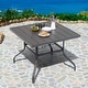 preview thumbnail 1 of 8, Nuu Garden Outdoor Square 37 Inch Iron Dining Table with 1.57 Inch Umbrella Hole
