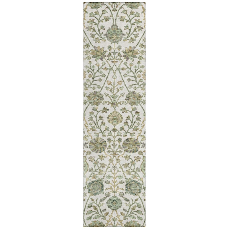 Machine Washable Indoor/ Outdoor Traditional Kashan Chantille Rug