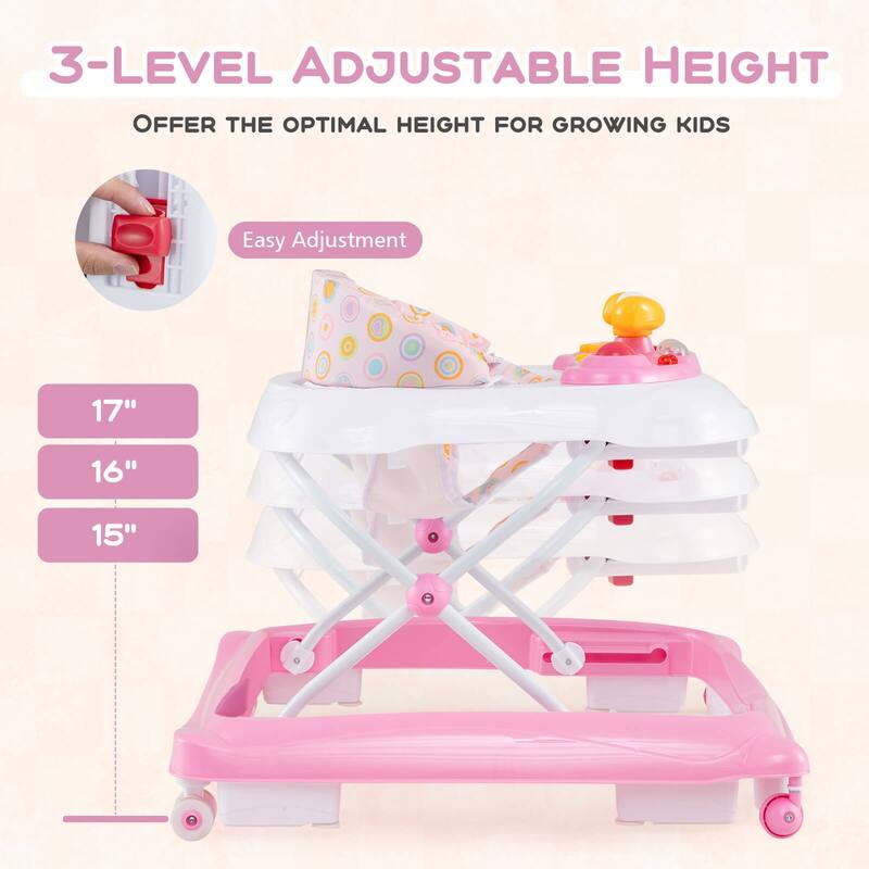 Honeyjoy Foldable Baby Walker with 3 Adjustable Heights Comfy Padded - See Details