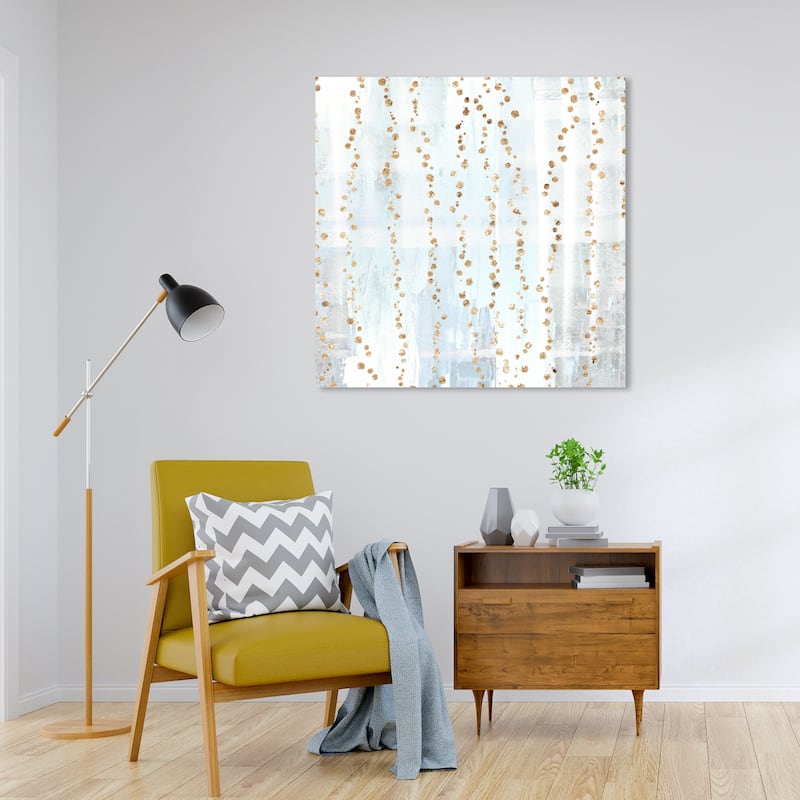 Wynwood Studio Canvas Abstract Gold Sparks White and Modern & Contemporary Wall Art Canvas Print - 30 x 30
