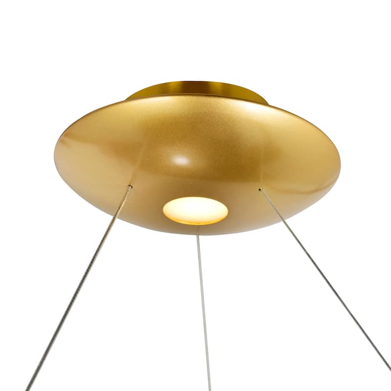 Deux Lunes Integrated LED 20in Sun Gold & Black Chandelier - Sun Gold/Pearl Black