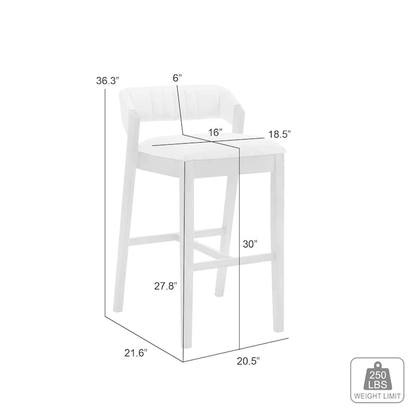 Landyn Modern Bar Stool, Upholstered Counter Height Chair with Wood Frame