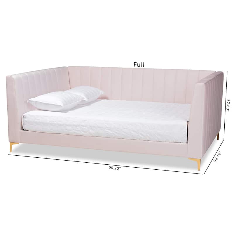 Oksana Light Pink Velvet and Gold Finished Daybed