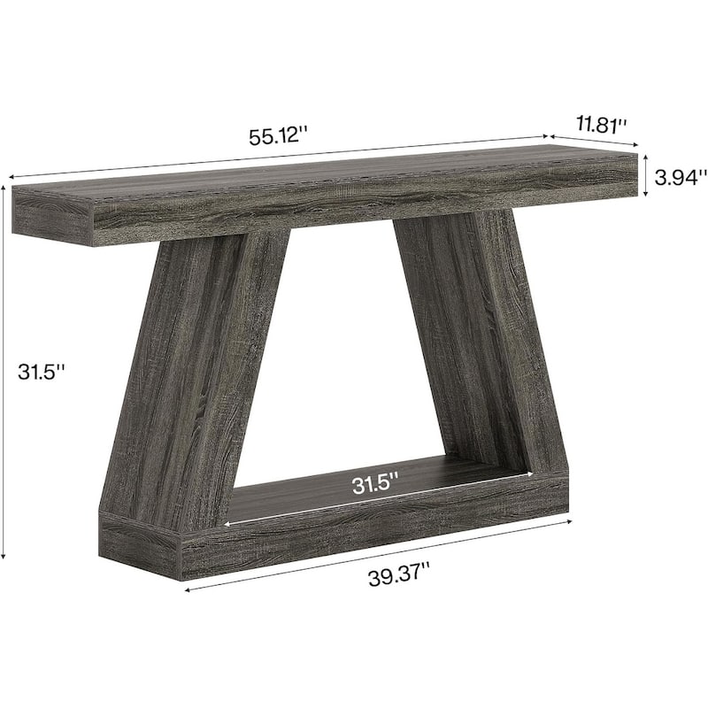 MDF Console Table with Farmhouse Rustic Style abd Storage - 55.12"W x 11.81"D x 31.5"H