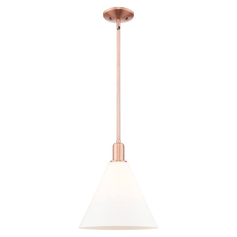 Innovations Lighting Endless Possibilities Arcadia - Berkshire Glass - 1 Light 12" Stem Hung Mini Pendant - Antique Copper/Matte White