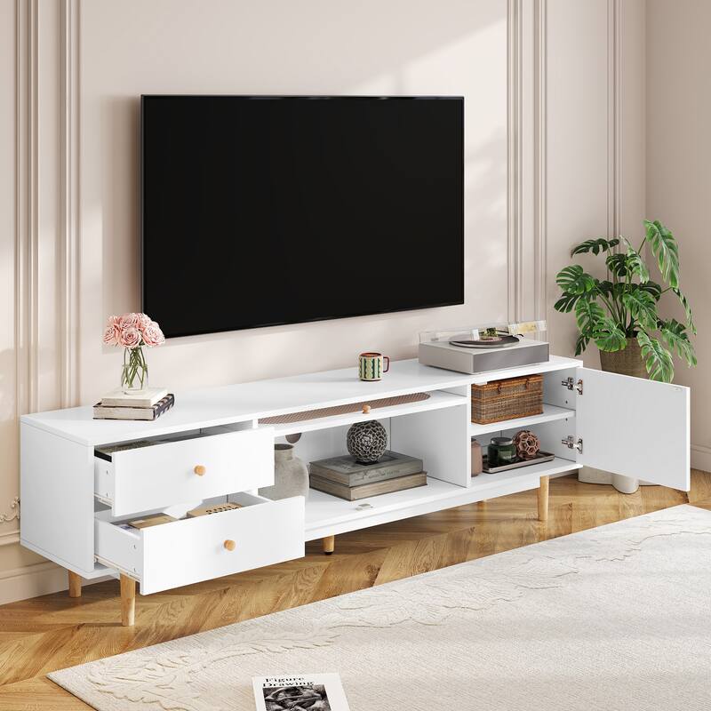 70" TV Stand for 80" TVs, Minimalist Media Console with Drawers, Entertainment Center for Living Room & Bedroom