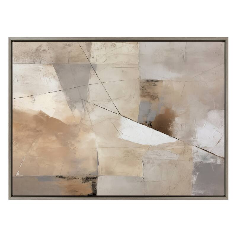 Kate and Laurel Sylvie Contemporary Neutral Textured Abstract Framed Canvas by The Creative Bunch Studio