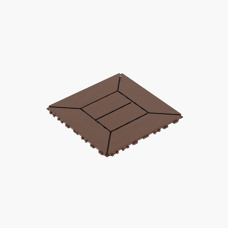 44-Pack Brown Wood-Plastic Composite Flooring Tiles for Patio Deck Balcony Outdoor