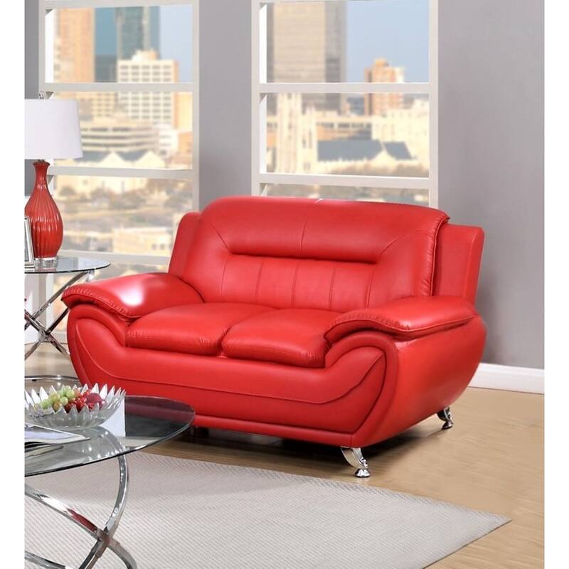 Sanuel 61.3" Faux Leather Pillow Top Arm Loveseat - N/A