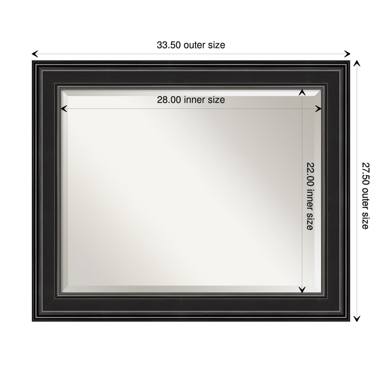 Beveled Wall Mirror - Ridge Black Frame