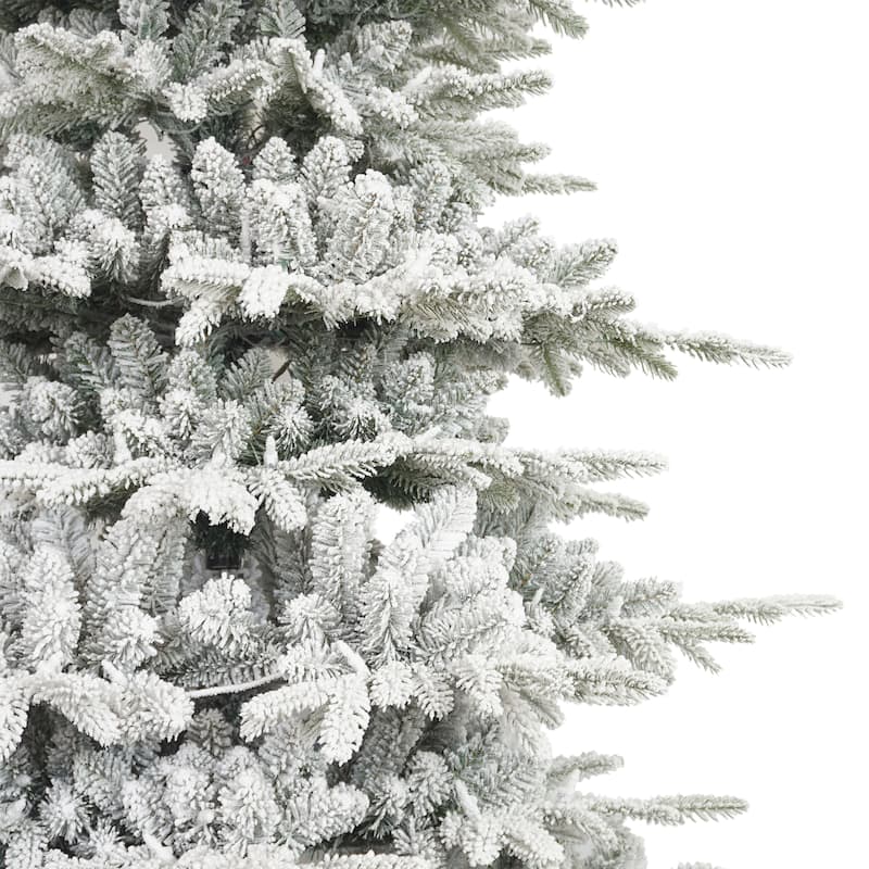 Puleo International 6.5 ft. Pre-lit Slim Flocked Artificial Utah Fir Tree