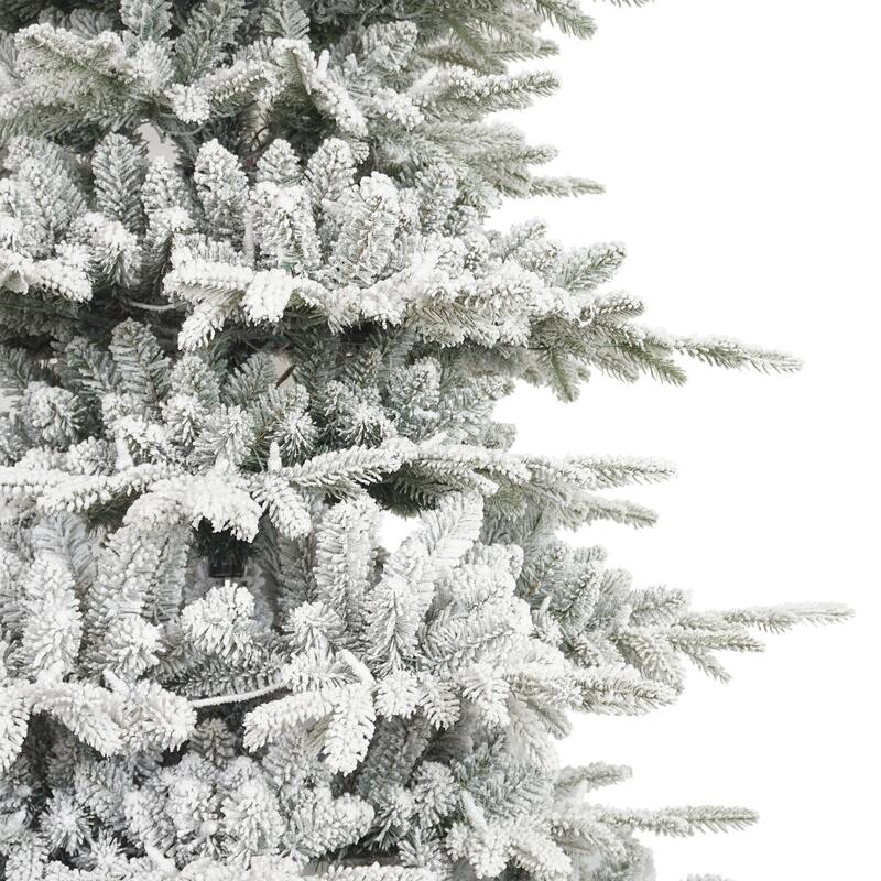 Puleo International 9 ft Pre-Lit Slim Flocked Artificial Utah Fir Tree 2729 Tips 550 Multi-Color Lights