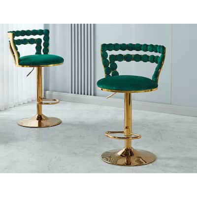 Modern Bar chair(set of 2 ) with golden color iron tube legs, soft cushions and comfortable backrest