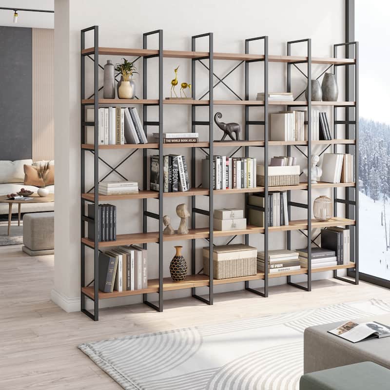 Davee JD Walnut Color Display and Storage Bookcase - 106*12.6*85 inches