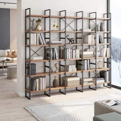 Davee JD Walnut Color Display and Storage Bookcase - 106*12.6*85 inches