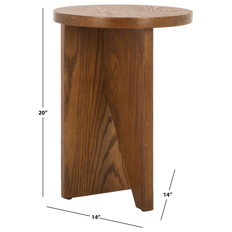 SAFAVIEH Couture Bonaclara Wood 2 Leg Table. - 14Wx14Dx20H - Medium Oak.