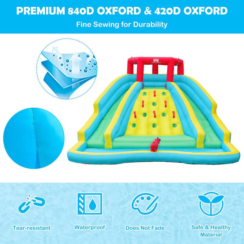 Gymax Inflatable Mighty Water Park Bouncy Splash Pool Climbing Wall