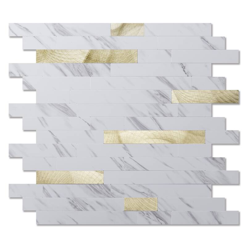 Art3d 10-Sheet Peel and Stick Backsplash Tile for Kitchen Bathroom - White Gold