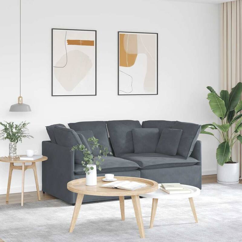 vidaXL Modular Sofa Dark Grey Velvet, Metal, Foam Oversized Modular - 39.4 x 78.7 x 25.2 in