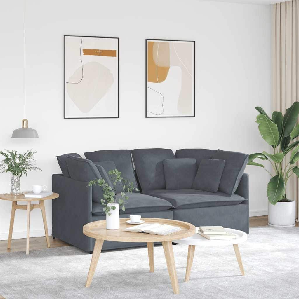 vidaXL Modular Sofa Dark Grey Velvet, Metal, Foam Oversized Modular - 39.4 x 78.7 x 25.2 in