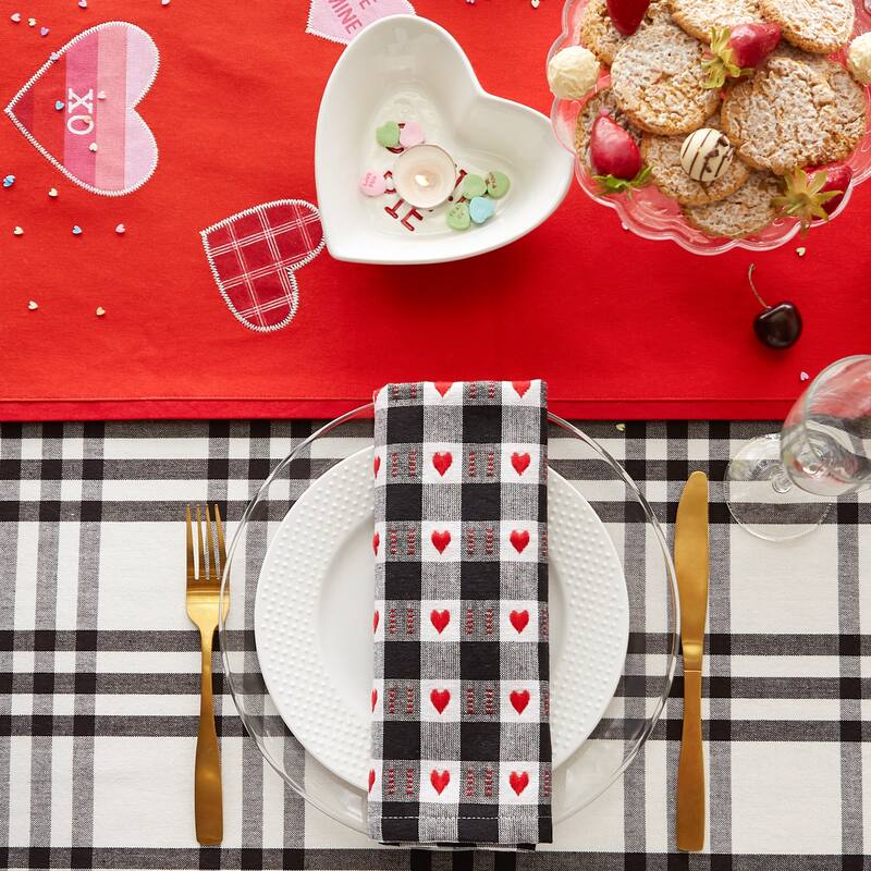 DII Valentines Day Print Napkin (Set of 6) - Dobby Hearts Check