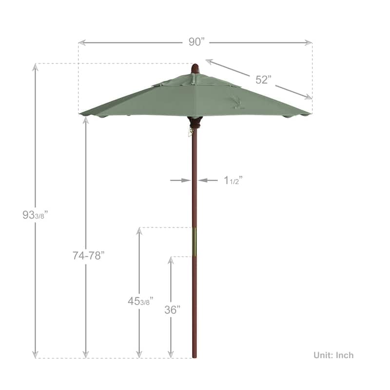 Port Lavaca 7.5ft Round Sunbrella Wooden Patio Umbrella by Havenside Home, Base Not Included