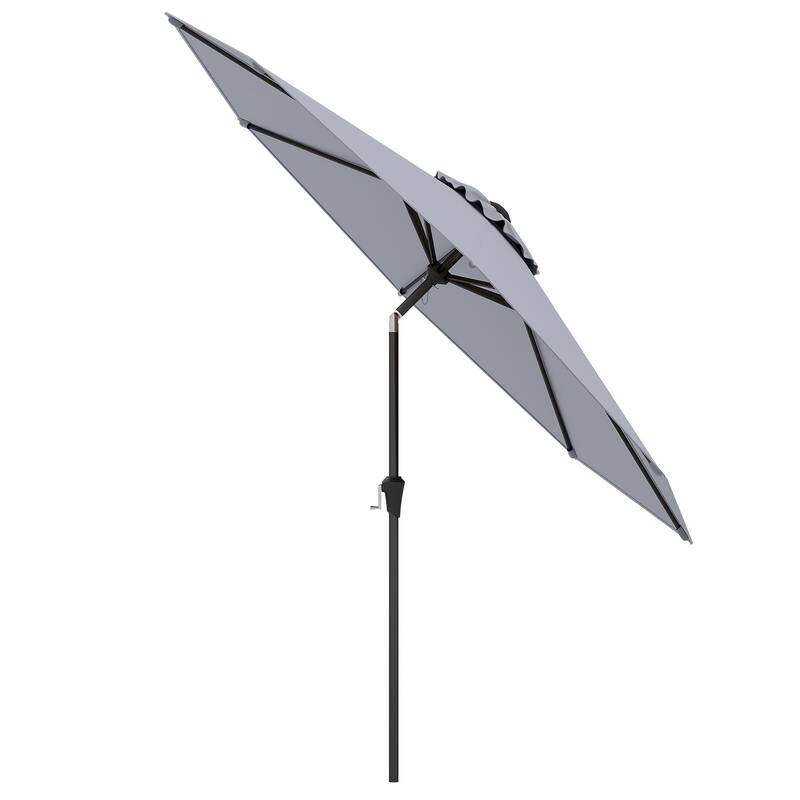 Gymax Patio Umbrella w/Push Button Tilt Crank Handle 8 Sturdy Ribs for