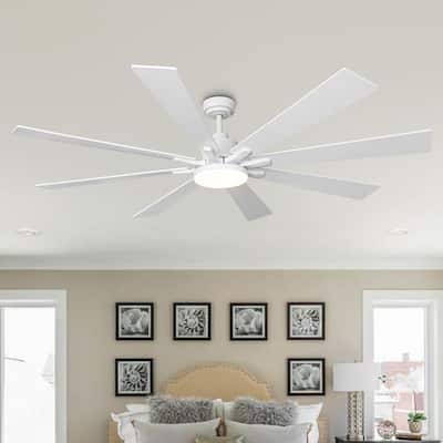 72" Industrial Large Reversible White Ceiling Fan with Light and Remote Control