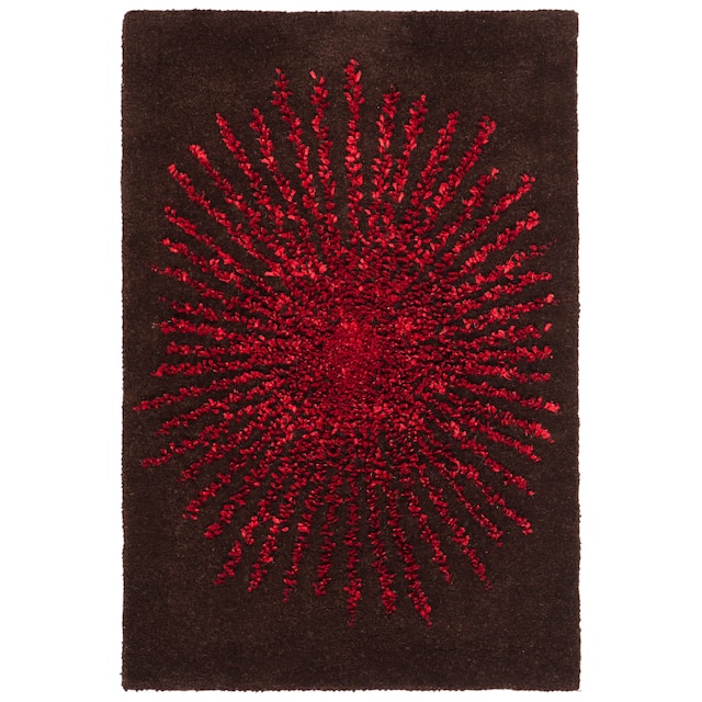 SAFAVIEH Marsilia Handmade Soho Sunburst Wool Rug - 2' x 3' - Brown/Red