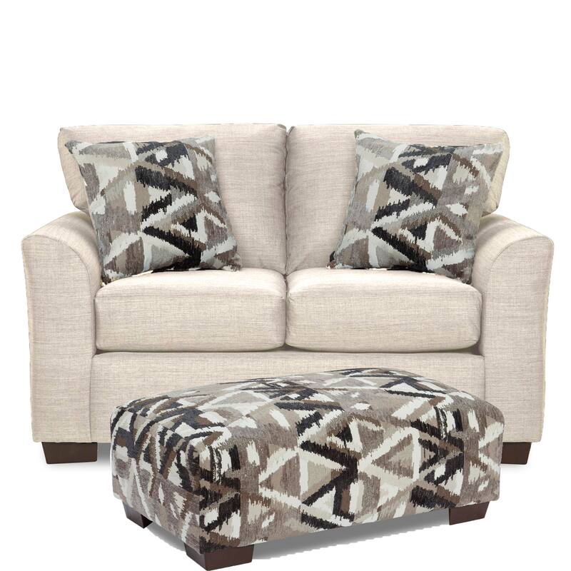 SofaTrendz Josie Loveseat-Ottoman Set - Oyster