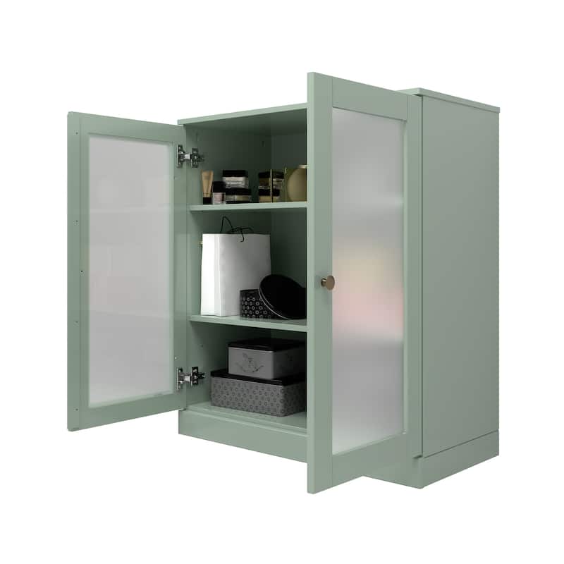 Palace Imports 100% Solid Wood TV Stand with Frosted Glass Doors for TVs up to 32"