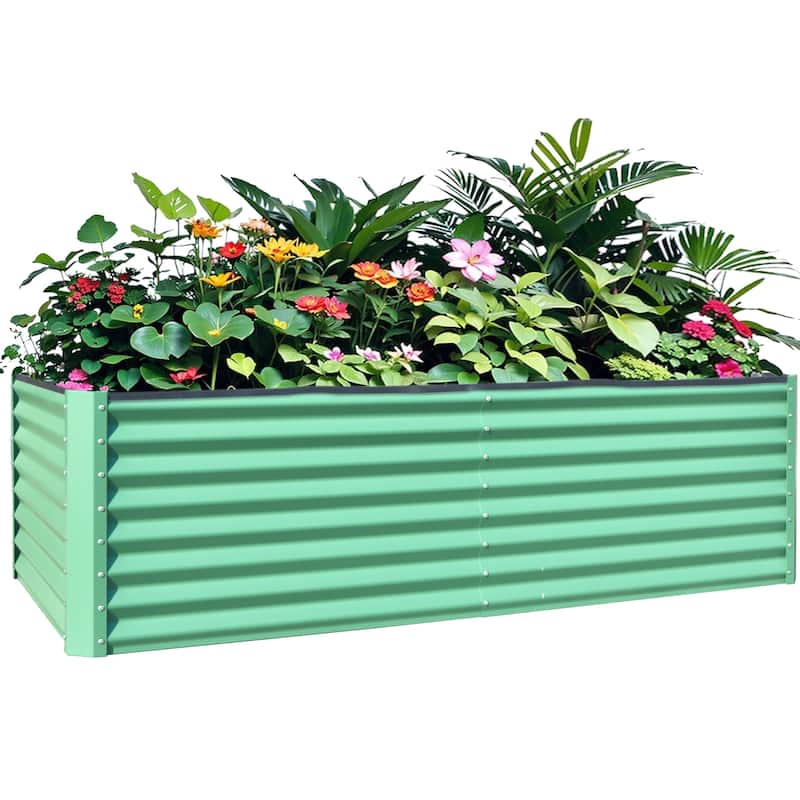 8x4x2 ft Galvanized Raised Garden Bed, Outdoor Planter Garden Boxes for Gardening Vegetables Fruits Flowers - 8 X 4 X 2 FT - Green
