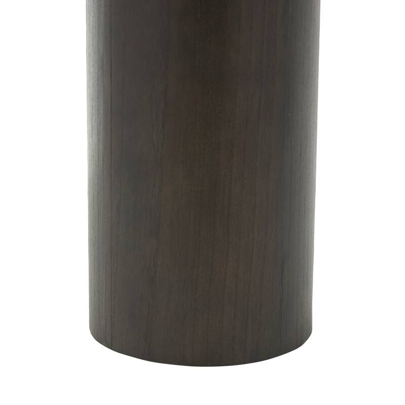 Black or Brown Wood Pedestal Side End Accent Table with Rounded Square Top