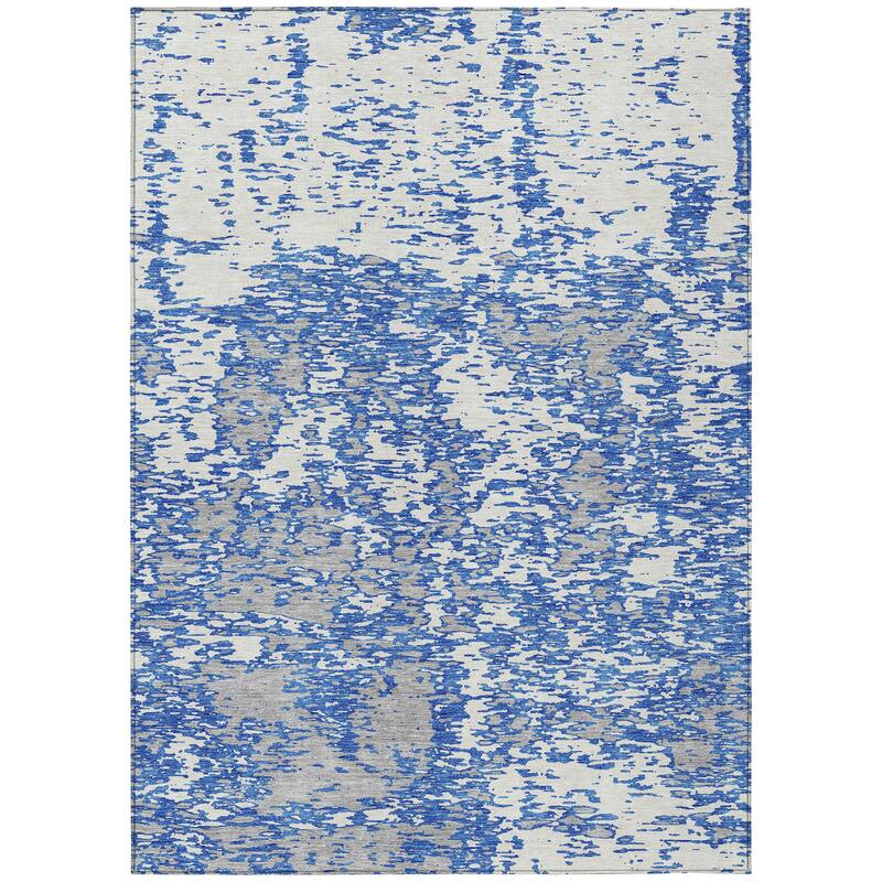 Machine Washable Indoor/ Outdoor Abstract Pixels Chantille Rug