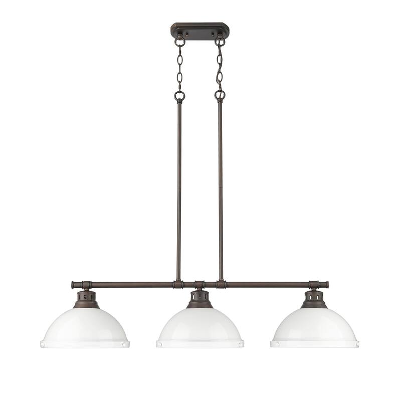 Yep by Golden Lighting Duncan 3-light Island Light in Rubbed Bronze and White shade