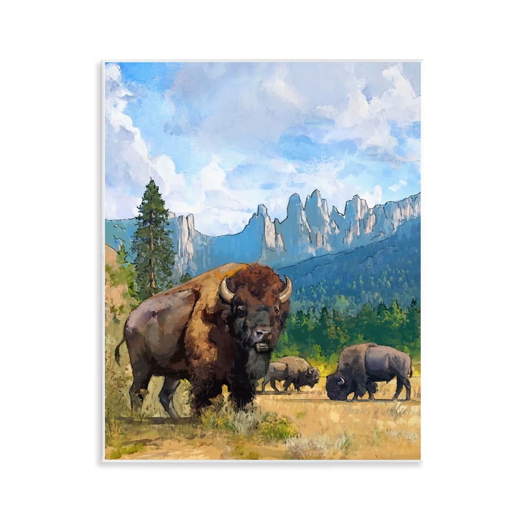 Stupell Grazing Bison Desert Abstraction Wall Plaque Art Design By David Owens
