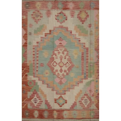 Hand Woven Southwestern Wool Multi-Colored Geometric Area Rug - 6' 0'' X 4' 2''
